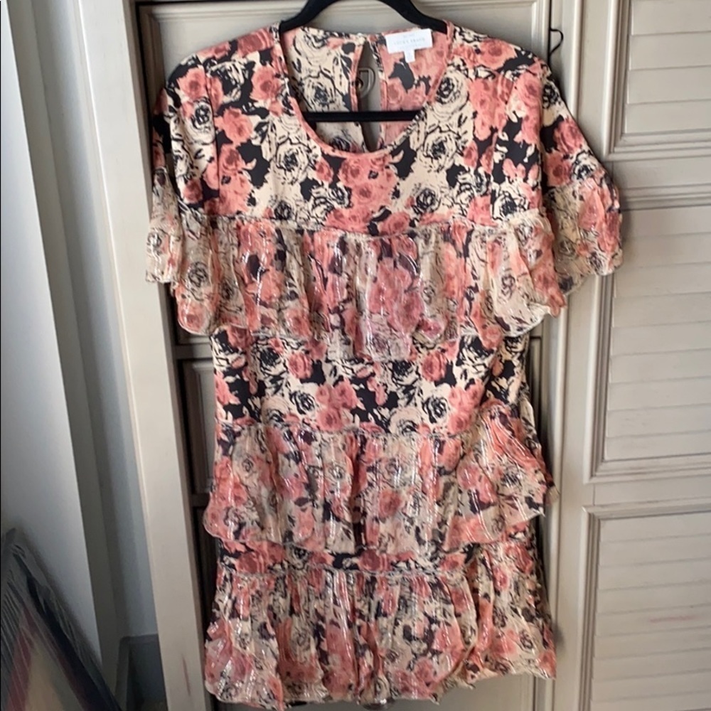 Lucky brand pink/black floral dress sz S